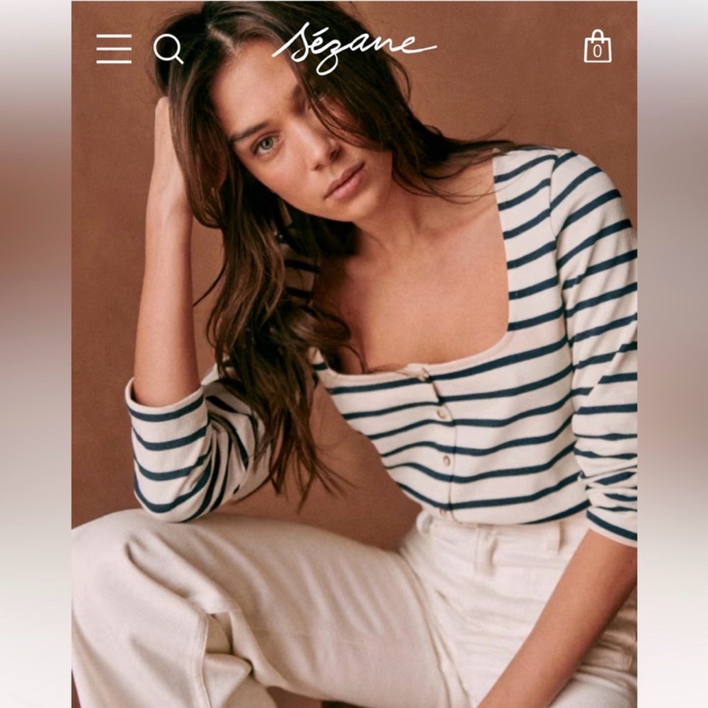 Sézane Square Neck button up Top